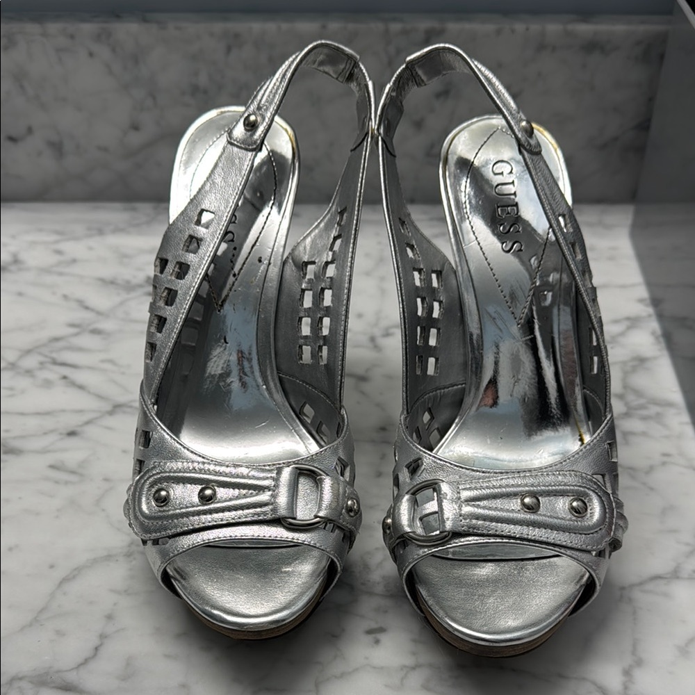 GUESS Silver Women's Slingback Heels